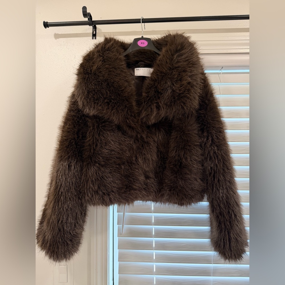 ASOS Dark Brown Faux Fur Coat